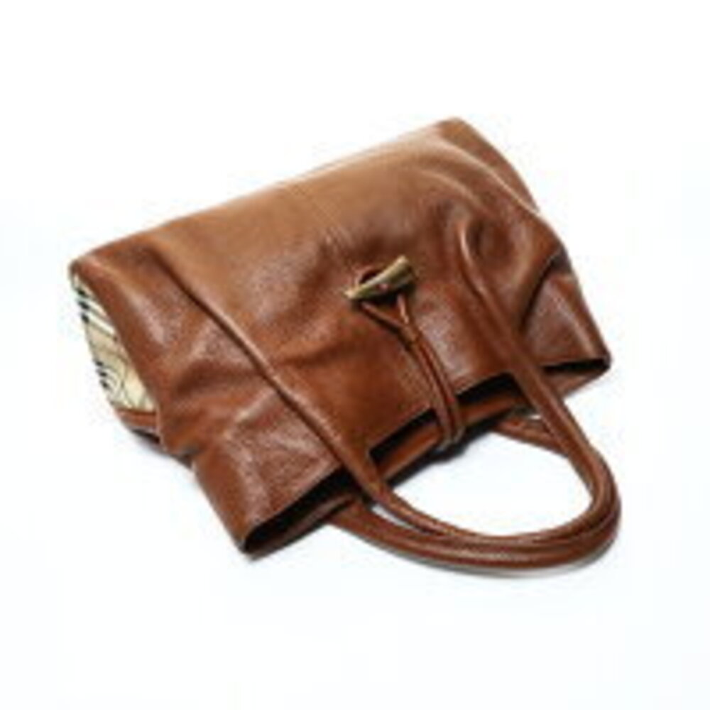 Burberry Leather Nova Check Handbag Brown - Picture 9 of 13